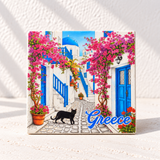Bougainvillea Greek Island Ceramic Coaster