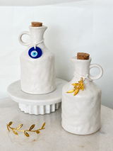 White Matte Olive Oil Dispenser - Olive Branch or Mati Decor
