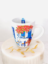 Greek Island Bougainvillea Cappuccino Mug