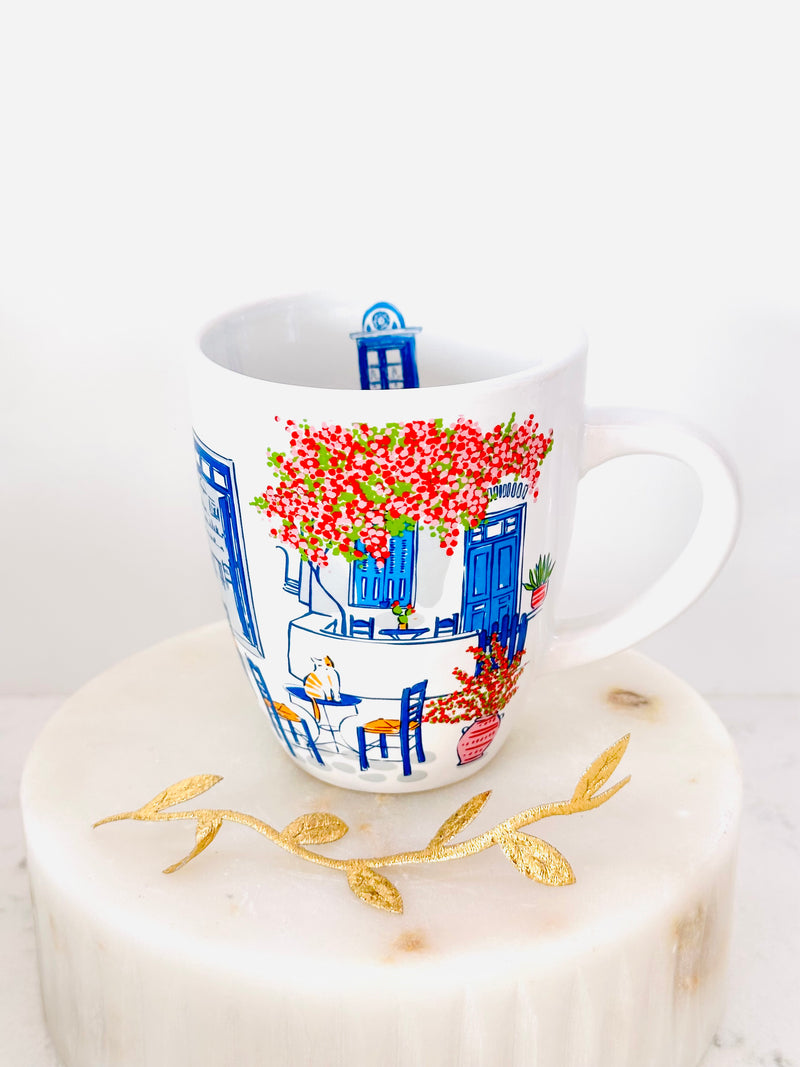 Greek Island Bougainvillea Cappuccino Mug