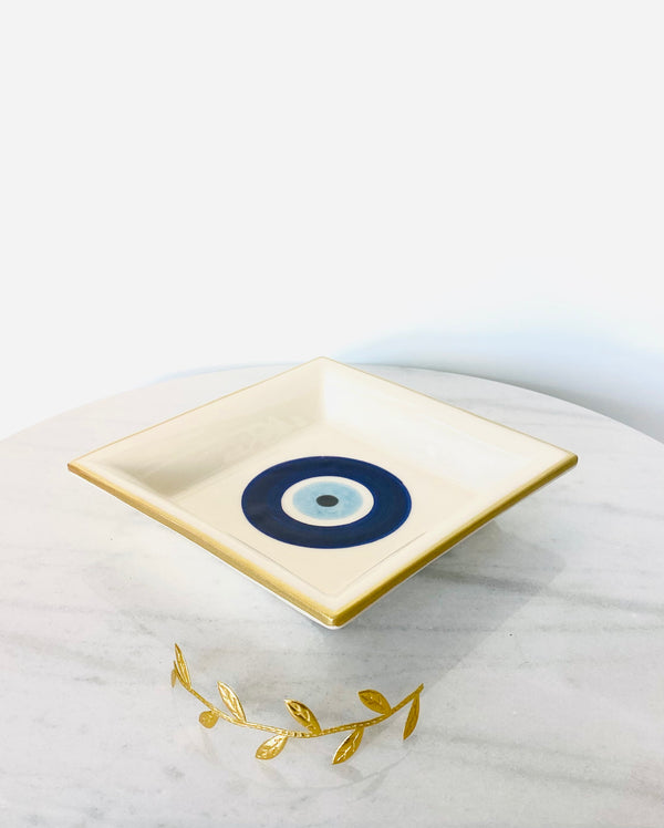Cobalt Blue Mati Display Plate with Gold Trim
