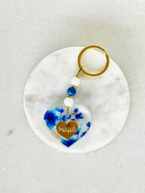 Greek Personalised Blue Floral Keychain