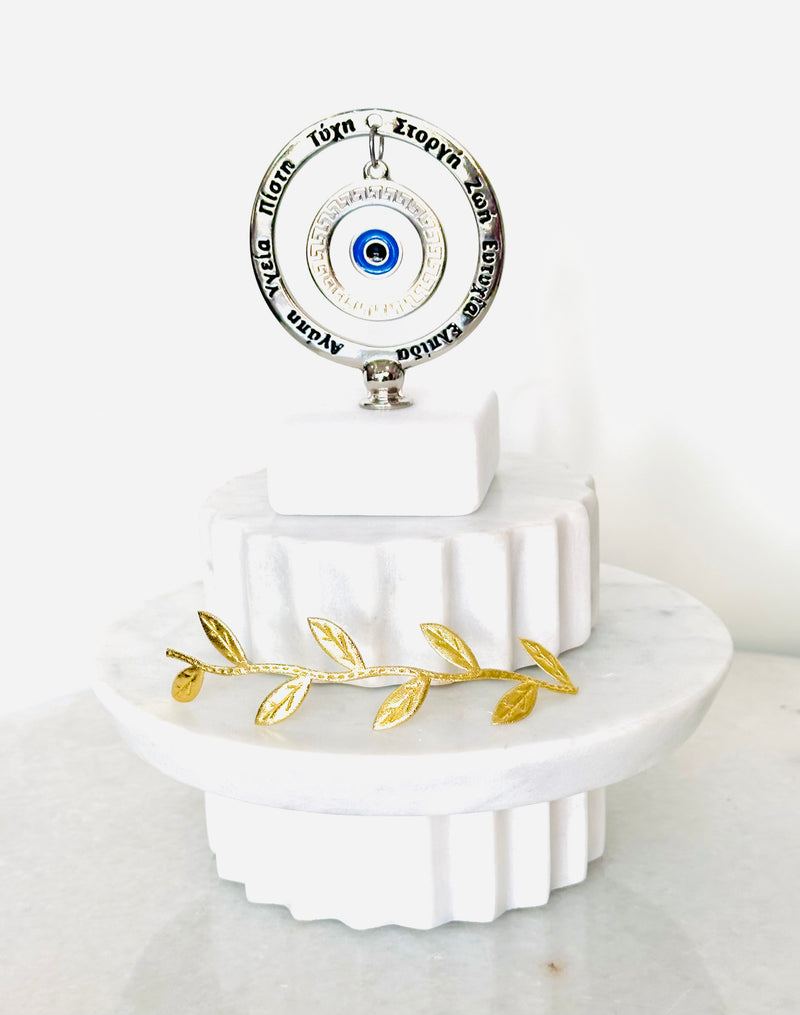 Greek Wishes Marble Decor with Meander & Mati