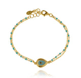 Gold Mati Turquoise Beaded Bracelet