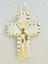 Ceramic White and Gold Cross