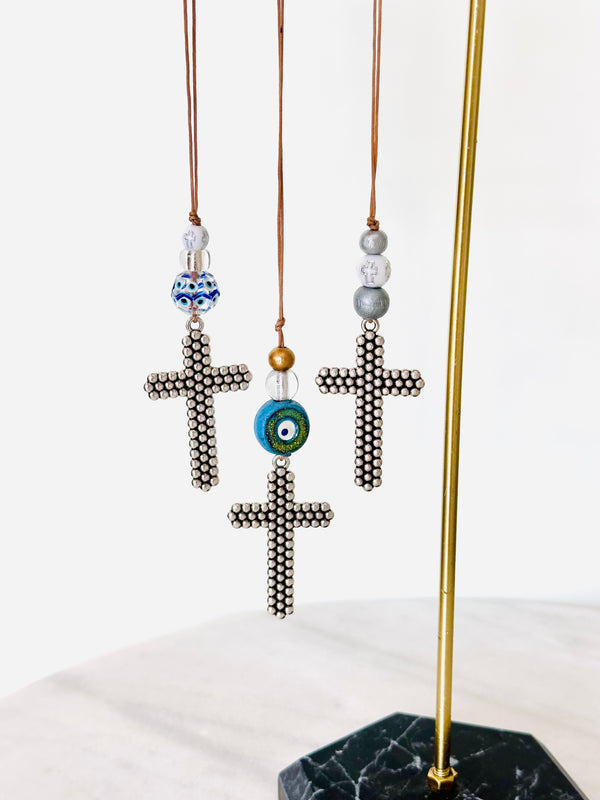 Silver Cross Car Hanging Pendant