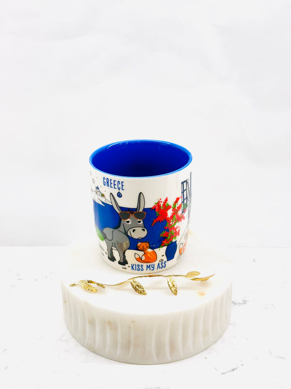 Greek Donkey and Cat Kalimera Mug