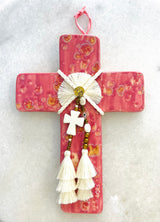 Pink and Gold Ceramic Cross