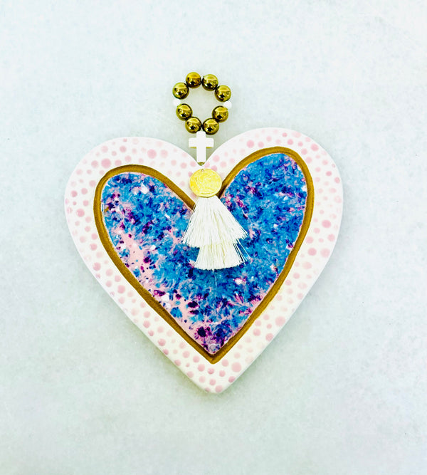 Ceramic Heart Decor - Pink & Blue