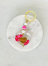 Greek Personalised Pink Floral Keychain