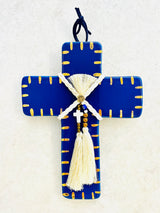 Blue and Gold Ceramic Cross