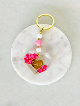 Greek Personalised Pink Floral Keychain