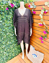 Black Kaftan with Gold Sequins