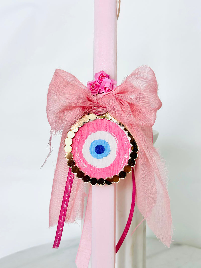 Pink Lambatha with Pink & Gold Mati Pendant