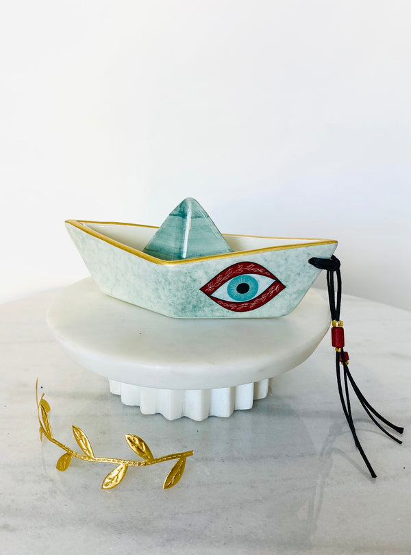Sage & Red Mati Boat Decor