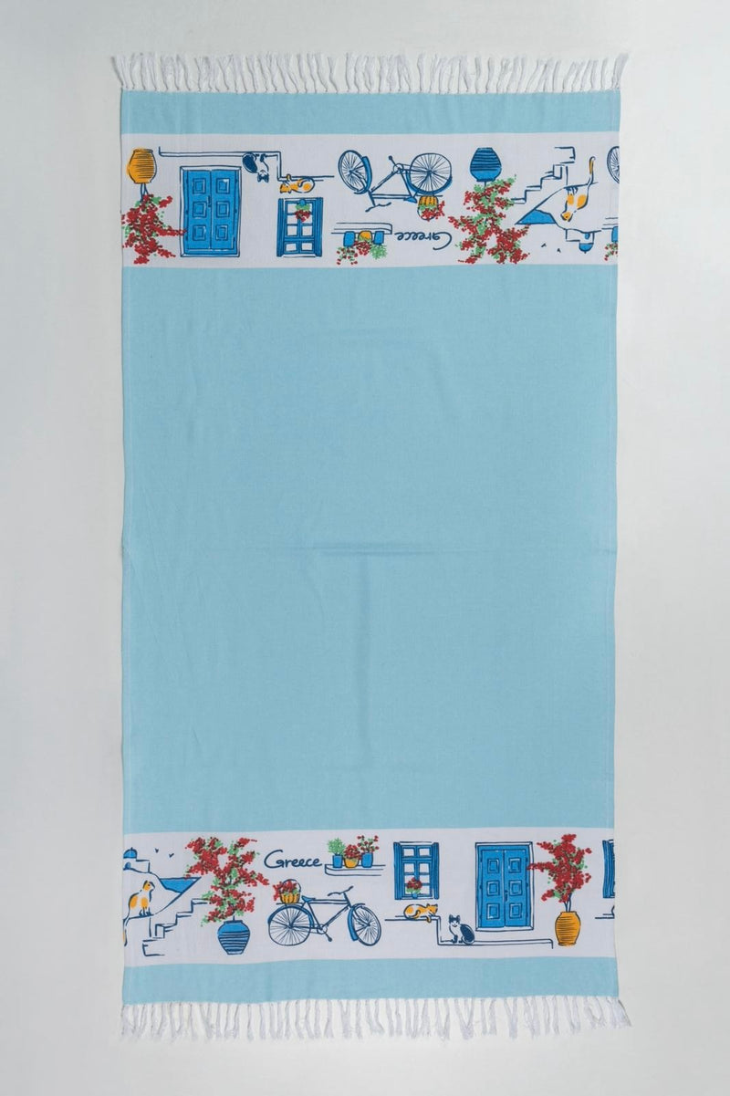 Greek Island Beach Towel - Light Blue