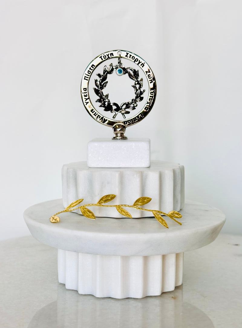 Greek Wishes Marble Decor with Olive Branch
