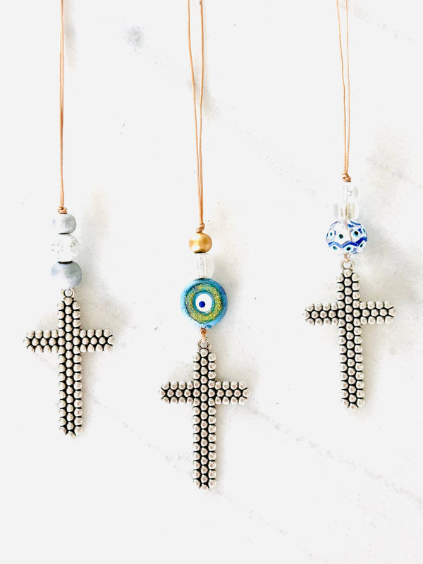 Silver Cross Car Hanging Pendant
