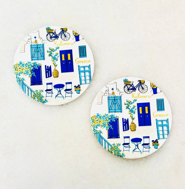 Kalimera Greek Laneways Ceramic Coaster