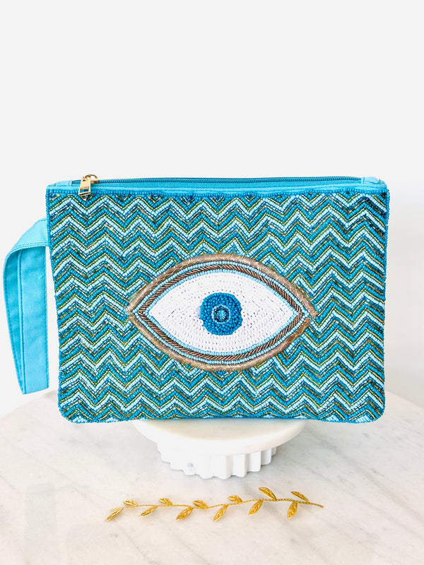 Turquoise Hand Beaded Mati Clutch