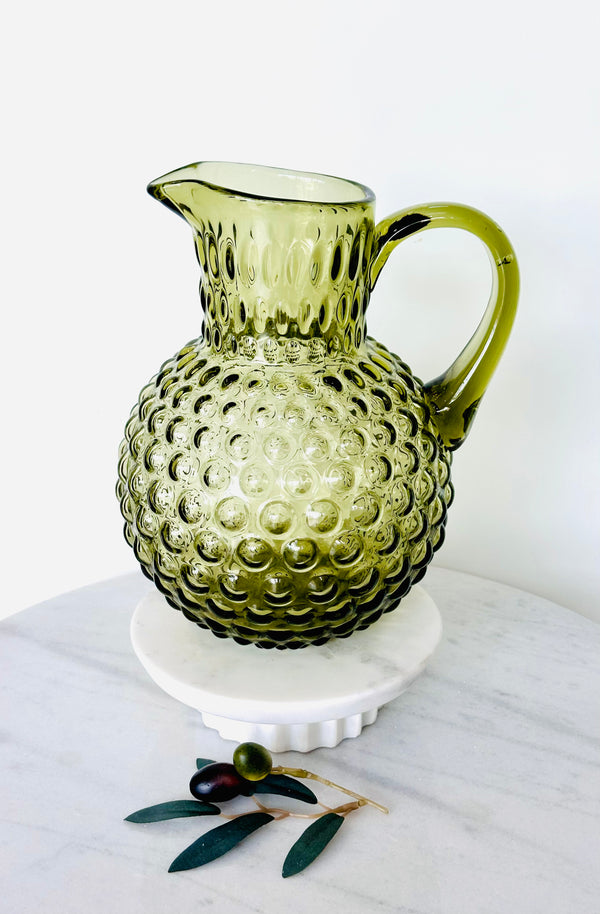 Olive Green Glass Water Jug