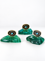 Handcrafted Aqua Glass Mati Decor - Black with Gold Outline