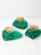 Handcrafted Aqua Glass Mati Decor - Black with Gold Outline