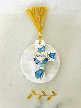 Greek Mama, Yiayia, Nona Blue Floral Cross