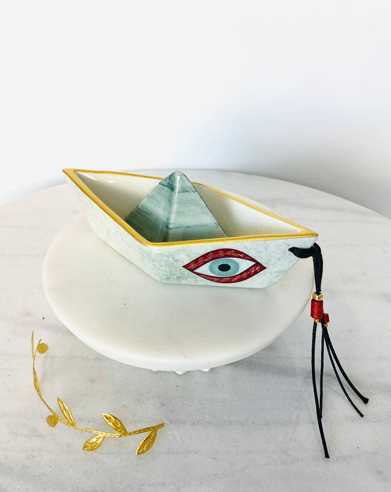 Sage & Red Mati Boat Decor