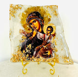 Panayia and Baby Jesus Crystal Marble Icon