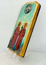 Saint Constantine & Helen Turquoise Icon