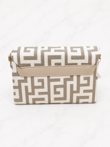 Beige/White Meander Adjustable Clutch and Bag