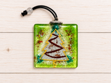 Handcrafted Christmas Tree Glass Decor - Green