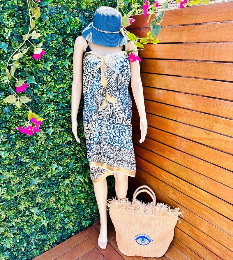 Navy, Blue & Gold Sarong