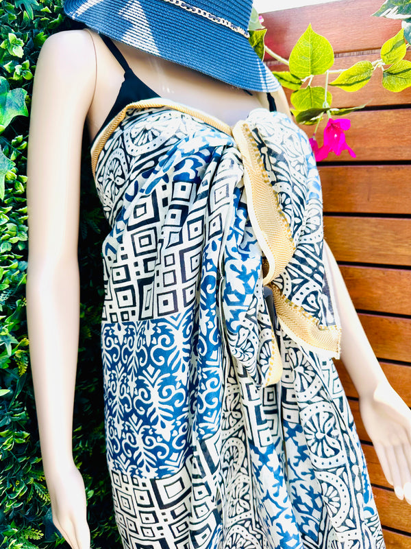 Navy, Blue & Gold Sarong