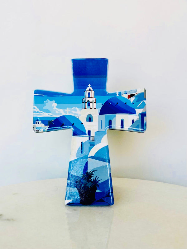 Santorini Scene Cross Tile