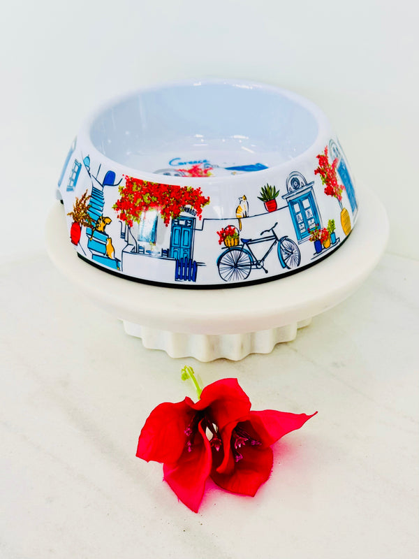 Greek Island Village Pet Bowl