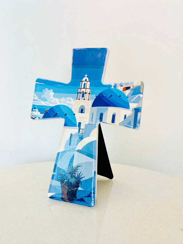 Santorini Scene Cross Tile