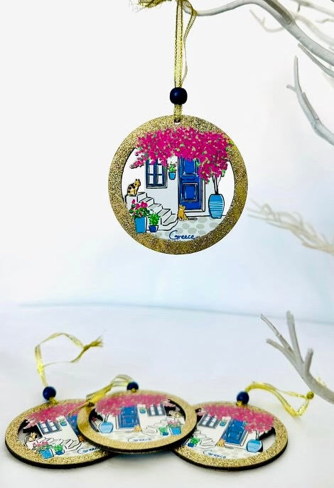 Christmas Tree Ornament - Bougainvillea Round