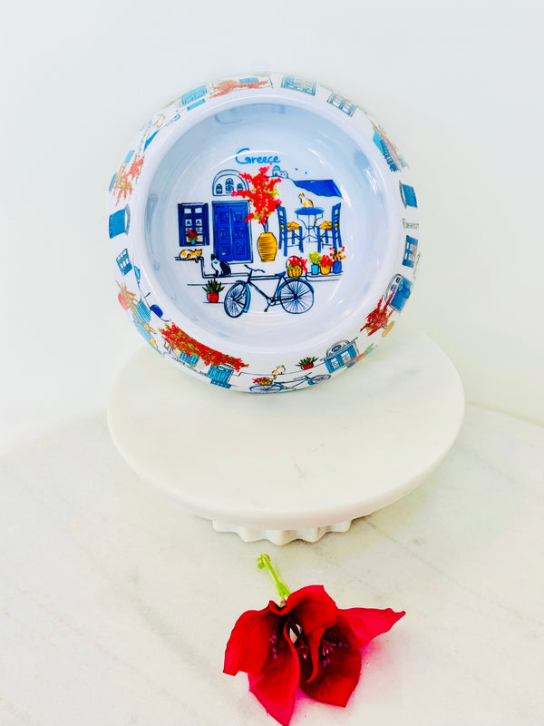 Greek Island Village Pet Bowl
