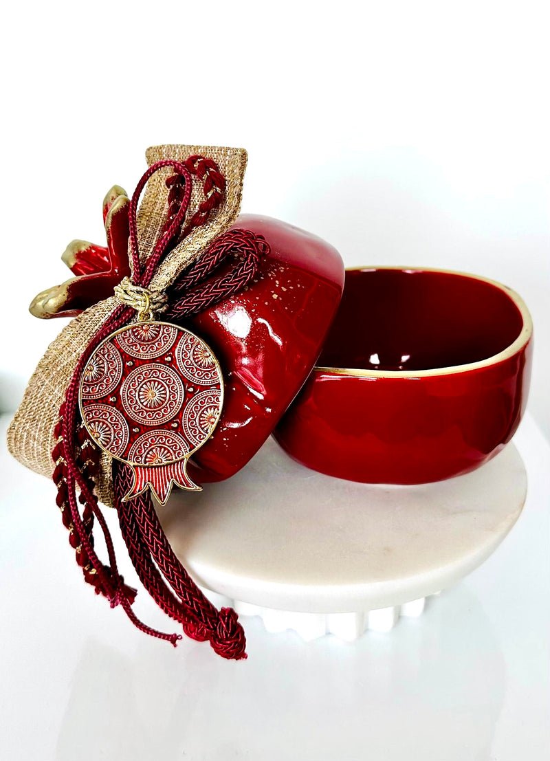 Pomegranate with Red & Gold Charm - X Large