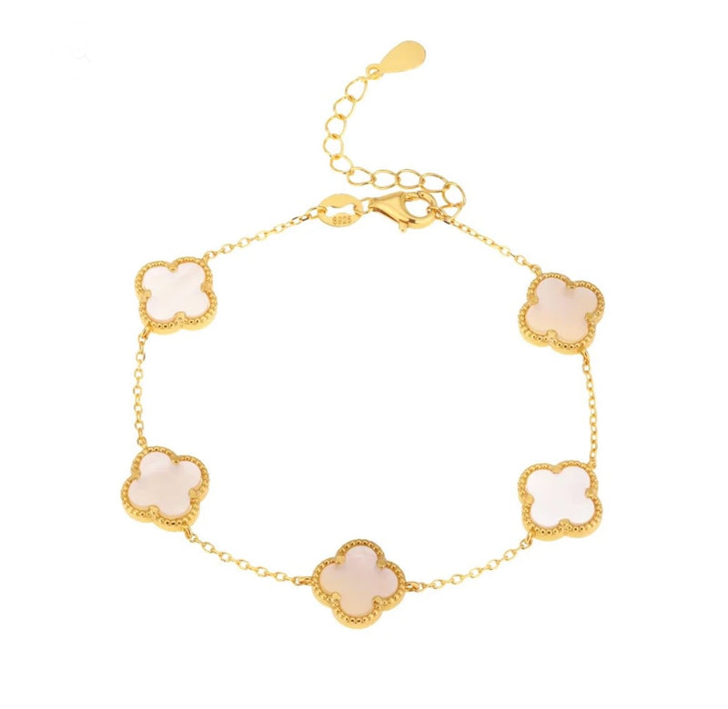 Mother of Pearl 5 Clover Gold Bracelet