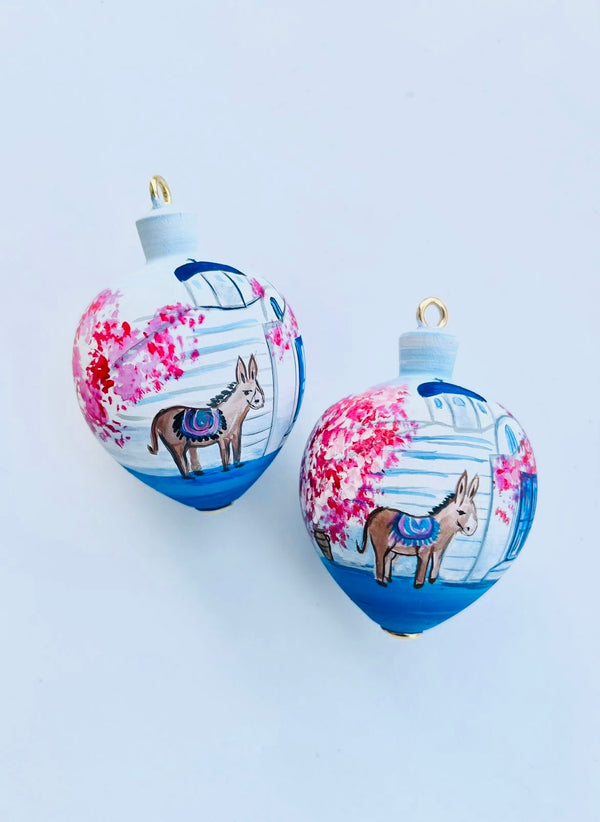 Haind-Painted Donkey Bouganvillea Bauble - PRE-ORDER