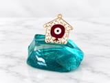Handcrafted Blue Glass Pomegranate House Decor - White & Red