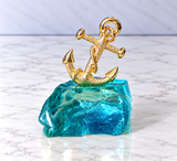 Handcrafted Greek Blue Glass Anchor Decor
