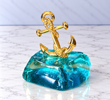 Handcrafted Greek Blue Glass Anchor Decor