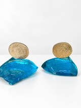 Handcrafted Blue Glass Mati Decor -  Navy & White