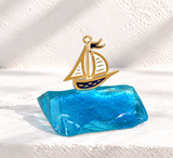 Blue Glass Coloured Sail-Boat Decor
