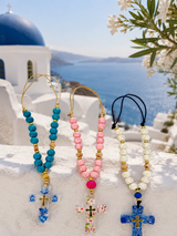 Beaded Car Cross Amulet