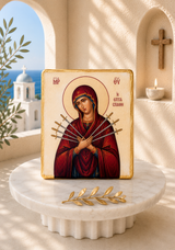 Panayia with Seven Swords Marble Icon - PRE-ORDER